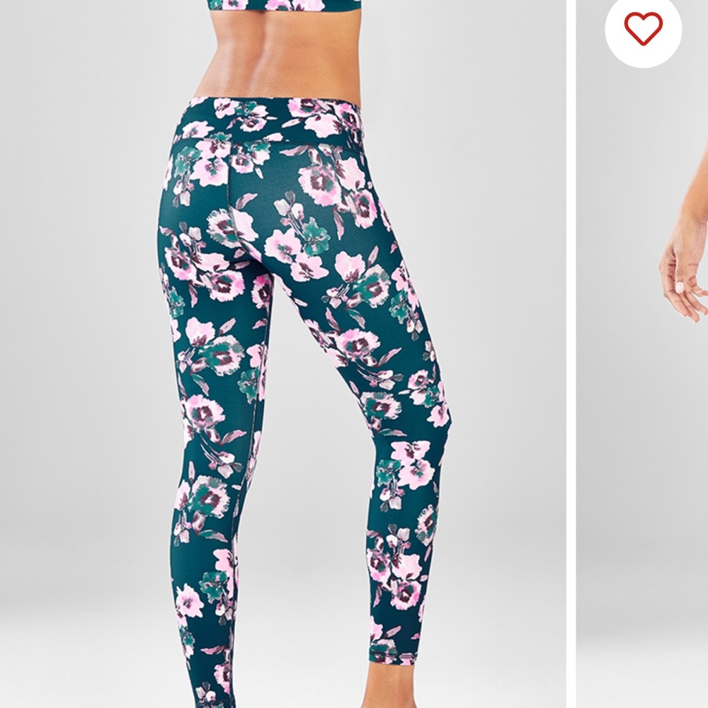 Fabletics Floral Print Leggings - Pink and Green